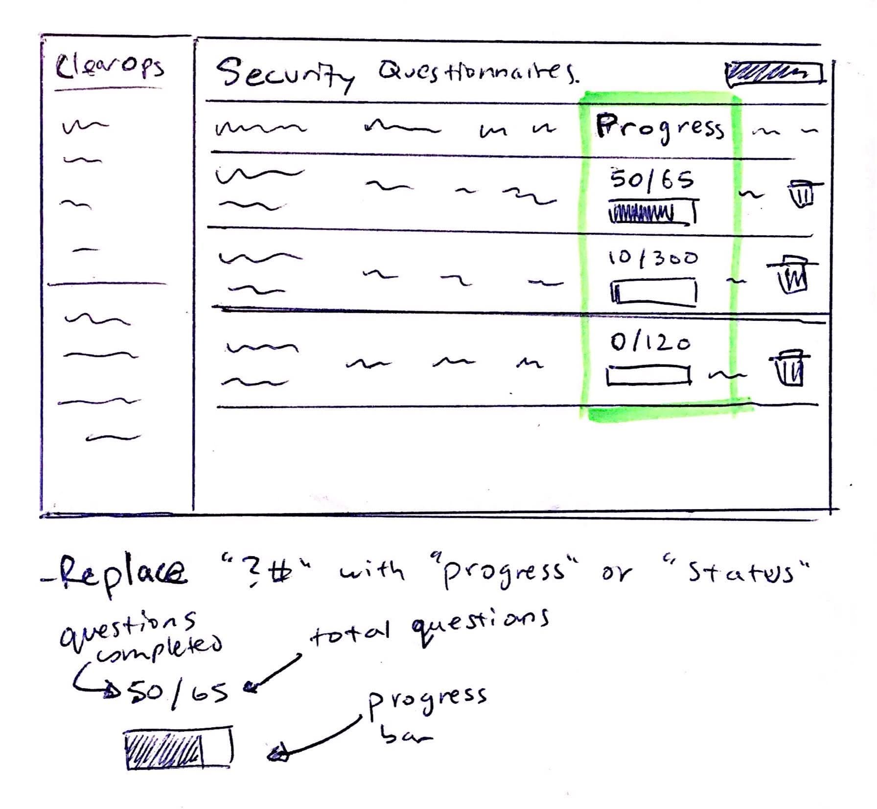 low-fidelity solution sketches - progress bar